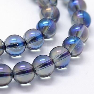 Electroplated Natural Quartz Crystal Beads Strands G-K285-09-8mm-01-1