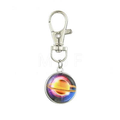 Galaxy Theme Luminous Glass Ball Pendant Decorations HJEW-JM02798-02-1