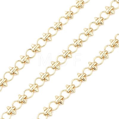 Rack Plating Brass Ring & Spike Link Chain CHC-K013-04-1