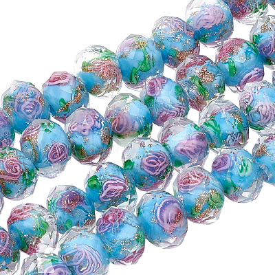 1 Starnd Handmade Gold Sand Lampwork Beads Strands LAMP-PA0001-76A-1