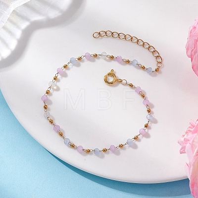 Glass Beaded Link Chain Bracelets for Women BJEW-JB12978-1