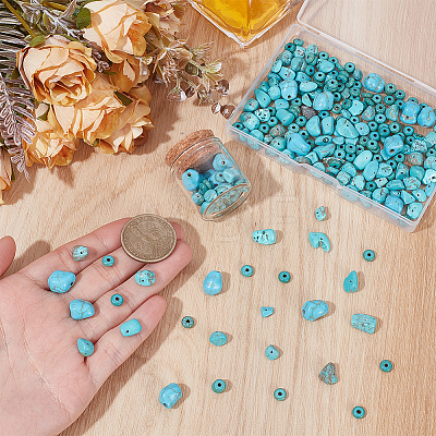 280Pcs 4 Styles Dyed Natural Magnesite and Synthetic Turquoise Beads G-SC0003-86-1