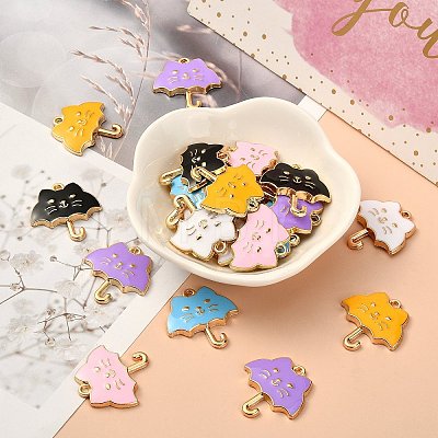 30Pcs 6 Colors Alloy Enamel Pendants ENAM-CJ0002-65-1