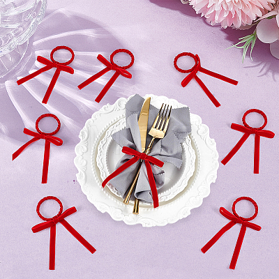 Velvet Bowknot Napkin Rings AJEW-WH0077-173-1