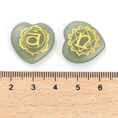 7Pcs 7 Styles Chakra Natural Green Aventurine Love Heart Ornaments Figurines G-P533-01B-1