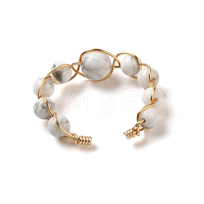 Adjustable Natural Howlite with Brass Rings G-B075-01G-06-1