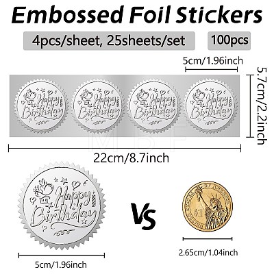 Custom Round Silver Foil Embossed Picture Stickers DIY-WH0503-012-1