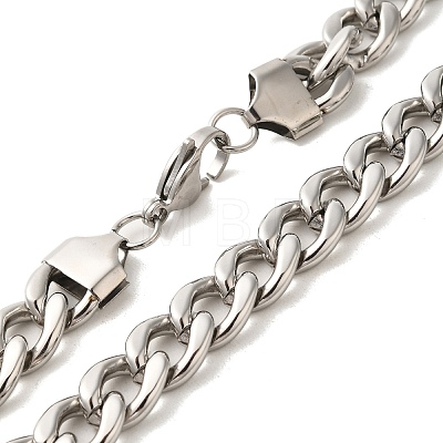 Unisex 304 Stainless Steel Curb Chain Bracelet & Necklace Jewelry Sets SJEW-L198-003P-1