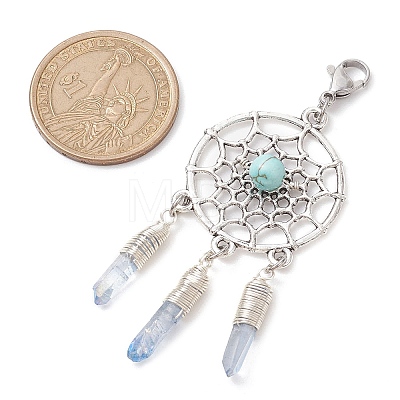 Alloy Woven Net/Web with Synthetic Turquoise Pendants Decorations HJEW-TA00194-02-1