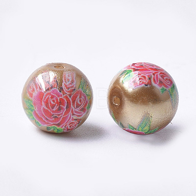 Printed & Spray Painted Imitation Pearl Glass Beads GLAA-S047-06A-M-1