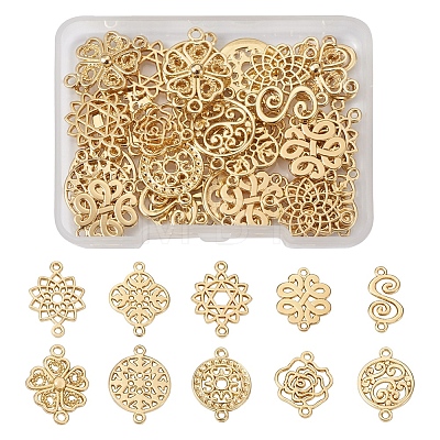 40Pcs 10 Style Baroque Style Zinc Alloy Connector Charms FIND-SW0001-19-1