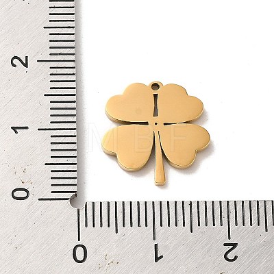 304 Stainless Steel Pave Shell Heart Clover Charms STAS-L022-238G-1