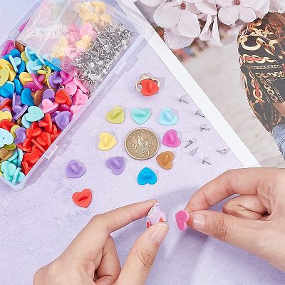 150Pcs 10 Colors Plastic Heart Lapel Pin Backs FIND-CA0005-35-1