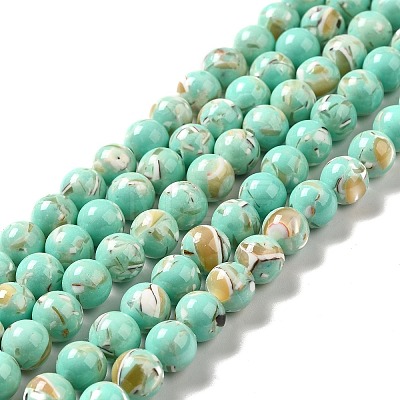 Synthetic Turquoise and Sea Shell Assembled Beads Strands G-D482-01E-08-1