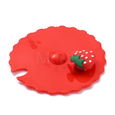 Strawberry Food Grade Silicone Cup Cover Lid AJEW-G031-02A-1