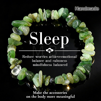 Natural Prehnite Chip Beaded Stretch Bracelets JI5766-3-1