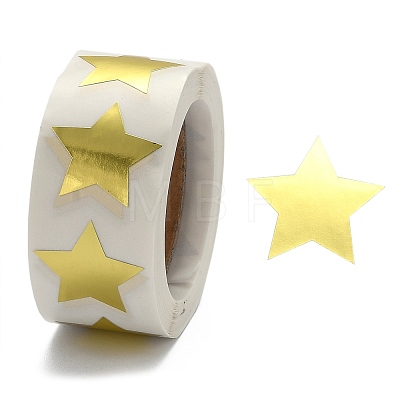 Metallic Foil Star Shape Paper Sticker Labels X-DIY-E023-03-1