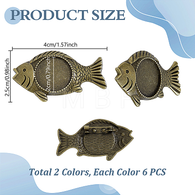 12Pcs 2 Colors Alloy Brooch Findings FIND-GA0008-64-1