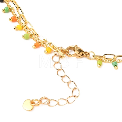 2 Layered Brass Curb Chains Anklets AJEW-AN00311-02-1
