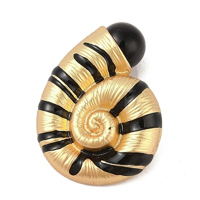 Conch Shell Shaped Alloy Black Enamel Pins Brooches JEWB-M046-27G-1