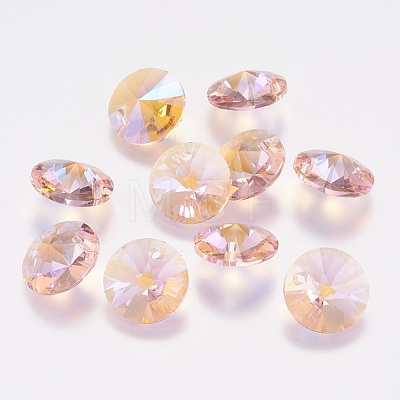 Faceted Glass Rhinestone Charms RGLA-F049-6mm-223PS-1