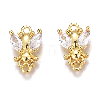 Brass Micro Pave Clear Cubic Zirconia Charms ZIRC-O035-24G-1
