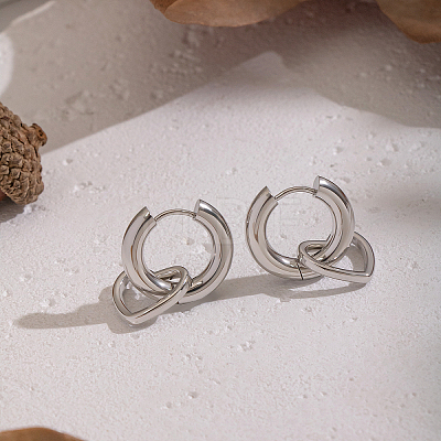 Heart Stainless Steel Hoop Earrings YB7008-3-1
