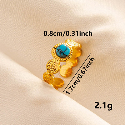 Round Synthetic Turquoise Finger Rings SA1153-6-1