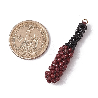 Glass Seed Beaded Baseball Bat Pendants PALLOY-MZ00552-01-1