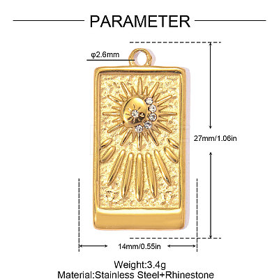 304 Stainless Steel with Crystal Rhinestone Pendants RB-OY001-07G-1
