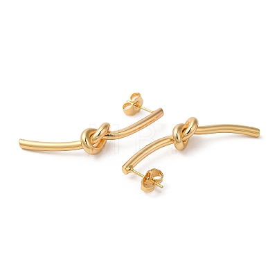 Rack Plating Brass Knot Dangle Stud Earrings EJEW-R151-05G-1