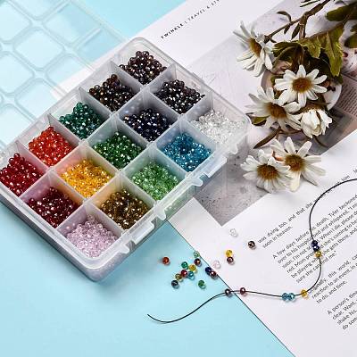 15 Colors Electroplate Glass Beads EGLA-JP0002-02B-4mm-1
