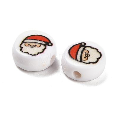 Christmas Theme Printed Opauqe Acrylic Beads OACR-R004-01K-1