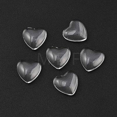 Transparent Glass Heart Cabochons GGLA-R021-10mm-1
