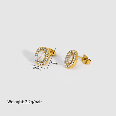 Fashionable 304 Stainless Steel Cubic Zirconia Stud Earrings TM2512-4-1