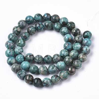 Assembled Synthetic Imperial Jasper and Natural Pyrite Beads Strands G-S366-052-1