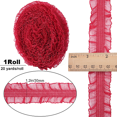 20 Yards Ruffled Nylon Elastic Lace Trim EW-WH0018-03B-1