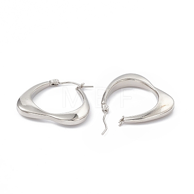 201 Stainless Steel Heart Hoop Earrings with 304 Stainless Steel Pins for Women EJEW-B016-07P-1