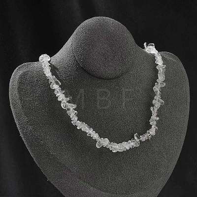 Natural Quartz Crystal Chip Beaded Necklaces for Men Women NJEW-G159-01S-1