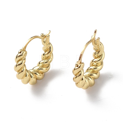 Brass Twist Rope Shape Hoop Earrings for Women EJEW-F296-02G-1