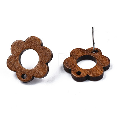 Walnut Wood Stud Earring Findings MAK-N032-016-1