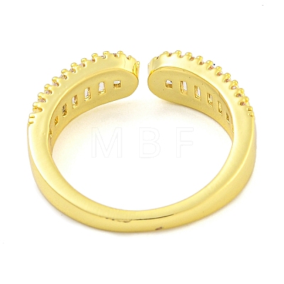 Brass Micro Pave Clear Cubic Zirconia Cuff Finger Rings for Women RJEW-B069-09G-1