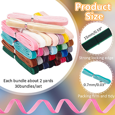 30 Bundles 30 Colors Single Face Velvet Ribbon Sets OCOR-WH0090-020-1