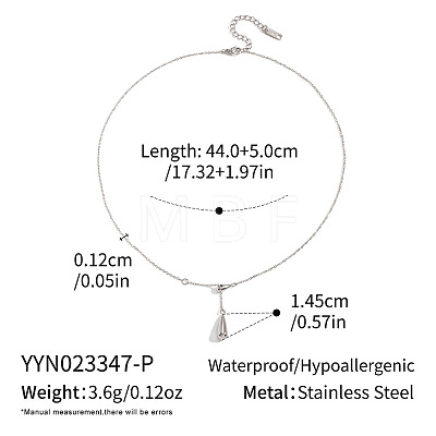 304 Stainless Steel Teardrop Pendant Lariat Necklaces for Women IX0510-2-1
