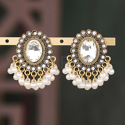 Oval Alloy & Rhinestone Chandelier Earrings FS-WG1A981-05-1