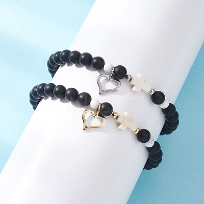 2Pcs 201 Stainless Steel Open Charm Bracelets BJEW-JB12719-1