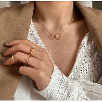 Alloy Double Heart Ring Pendant Necklaces for Women WG971C7-04-1