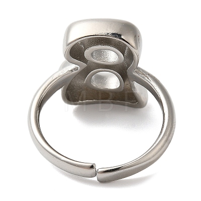 Initials Brass Open Cuff Ring for Women RJEW-N046-02B-P-1