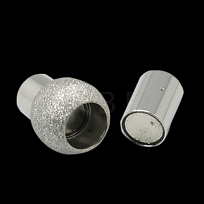 304 Stainless Steel Textured Magnetic Clasps with Glue-in Ends STAS-G008-1-1