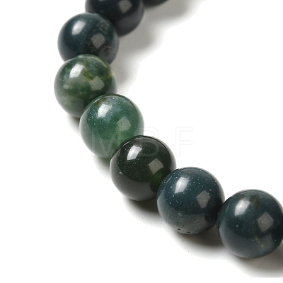 Natural Moss Agate Beaded Stretch Bracelets X-B072-5-1